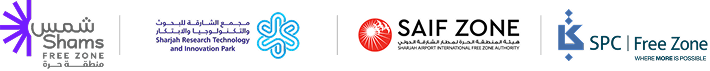 SAIF Zone, Hamriyah, Shams and SPC free zone logos