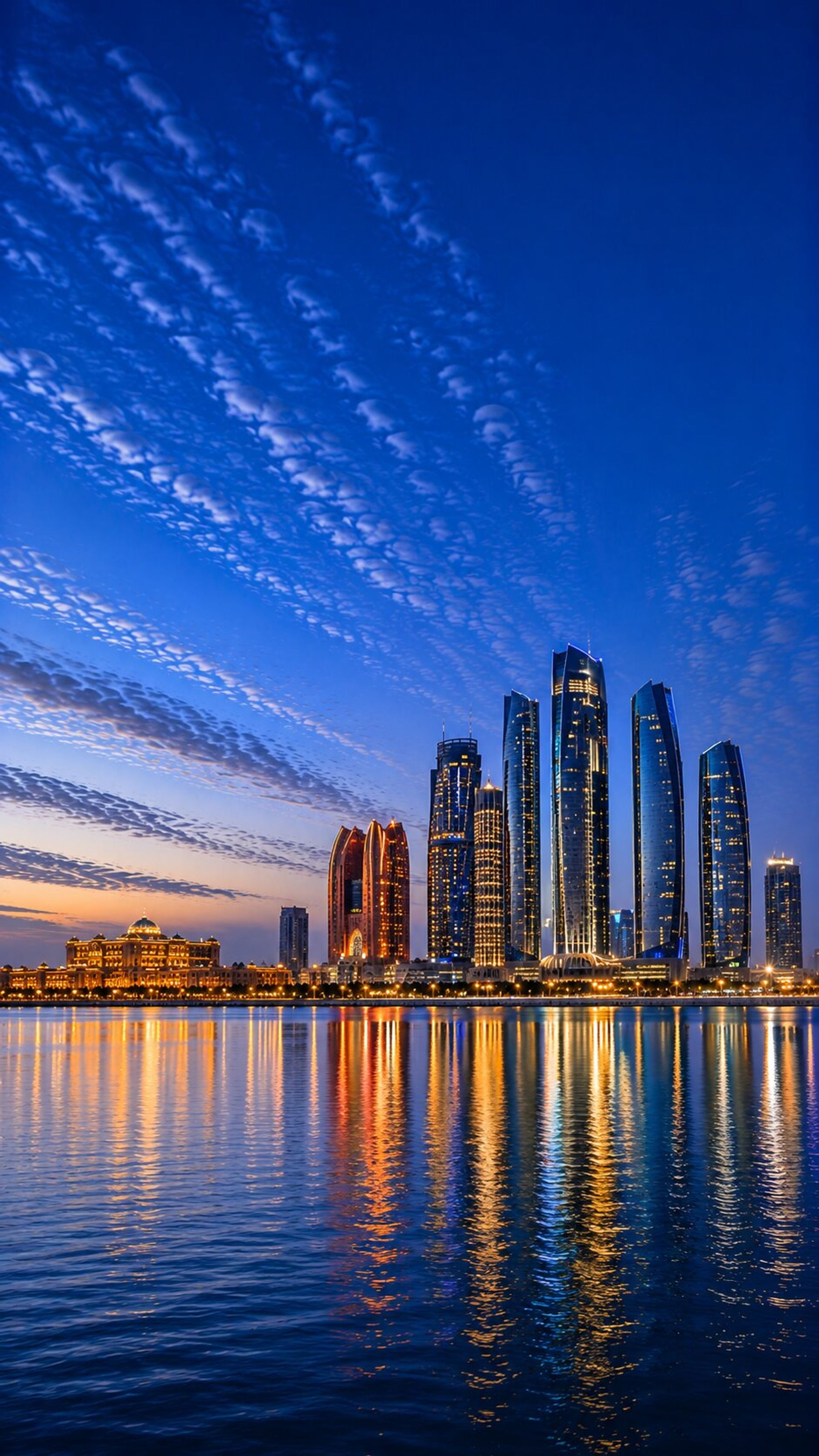 Abu Dhabi city skyline at night