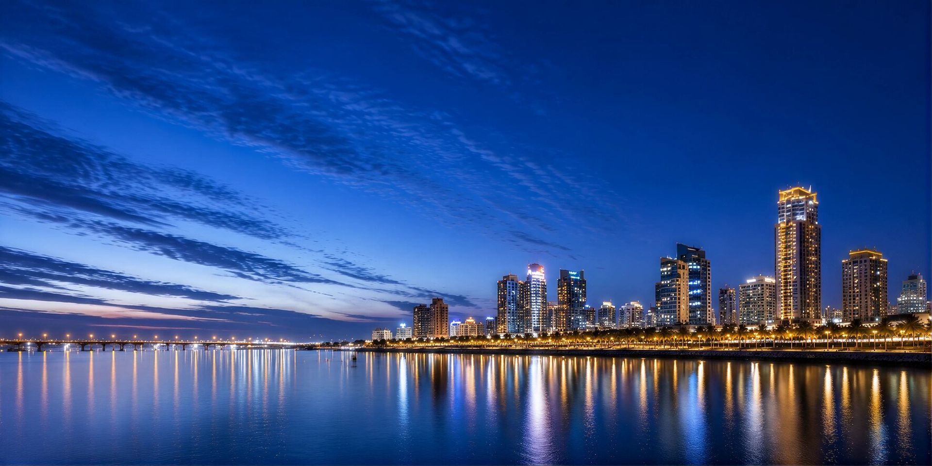 Ras Al Khaimah city skyline at night