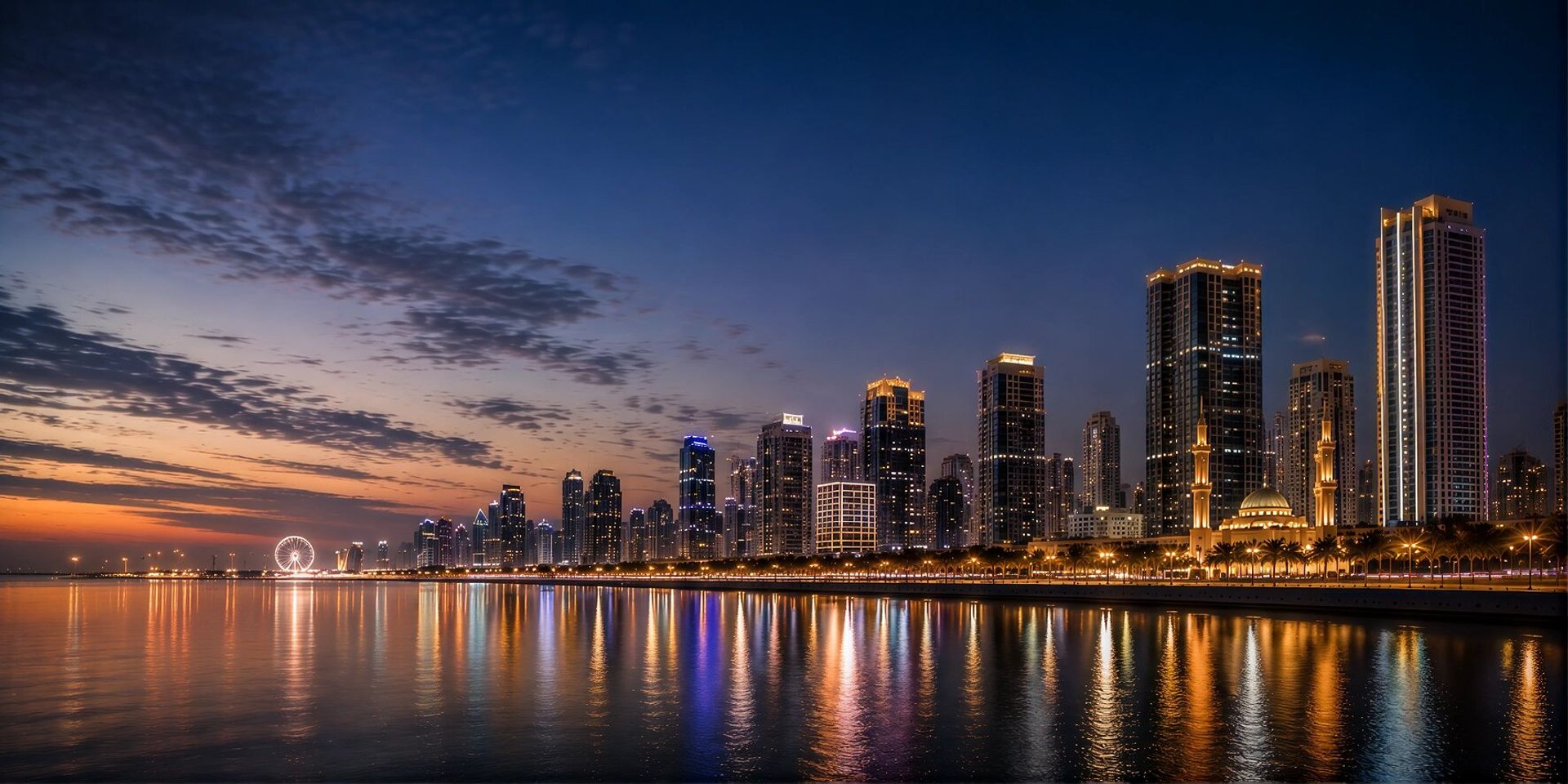 Sharjah city skyline at night