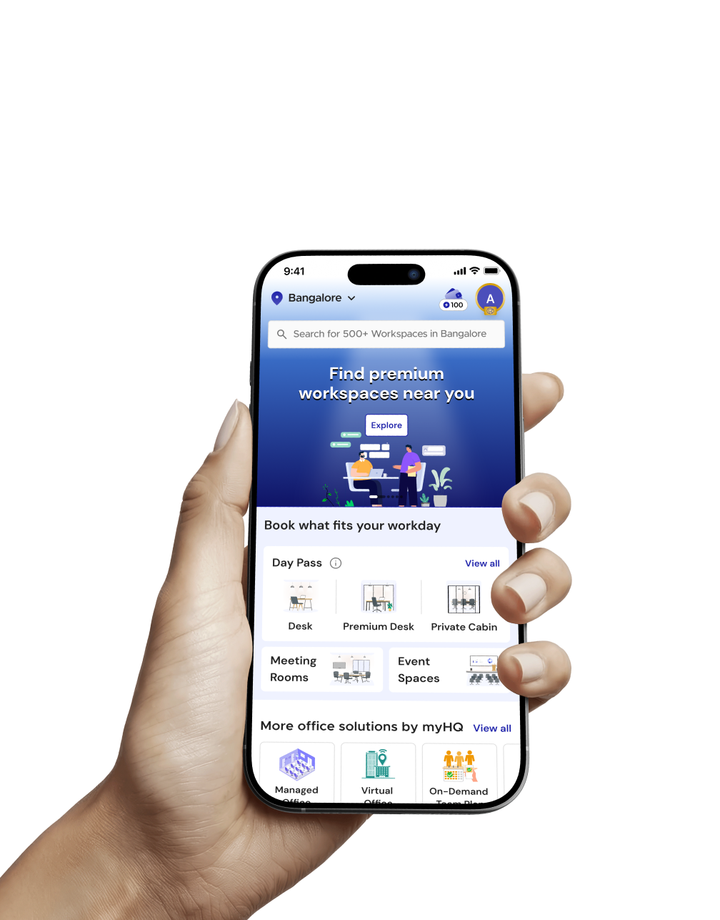 myHQ app on a phone